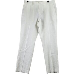 Perry Ellis Portfolio Slim Fit Linen Blend Pants Mens 34x30 White Coastal Summer